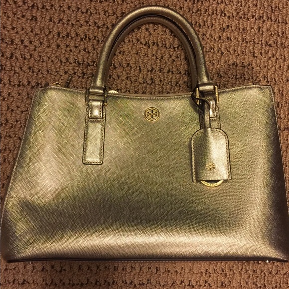 Tory Burch Robinson Metallic Mini Double Zip Tote - Picture 3 of 8
